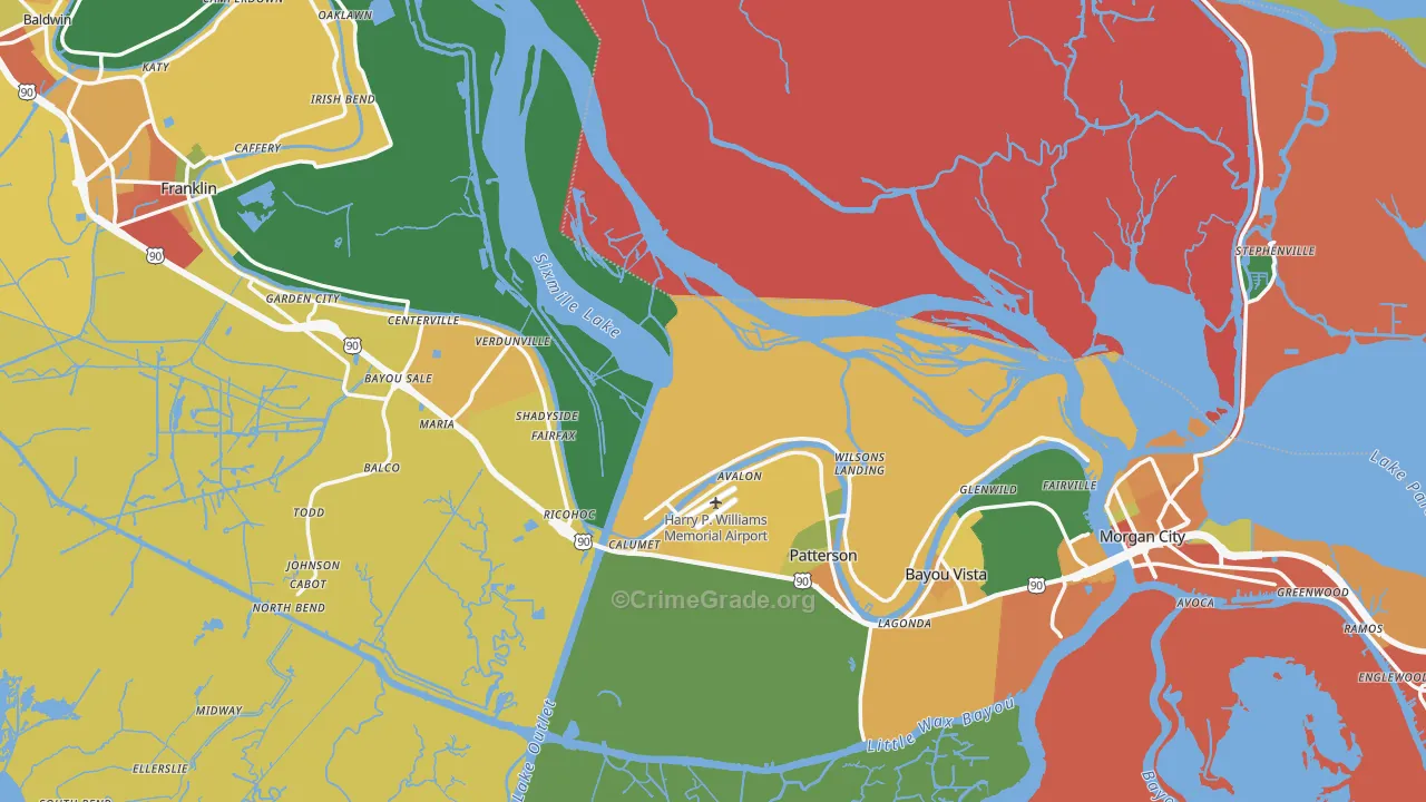 St. Mary Parish, LA Map of Theft Rates