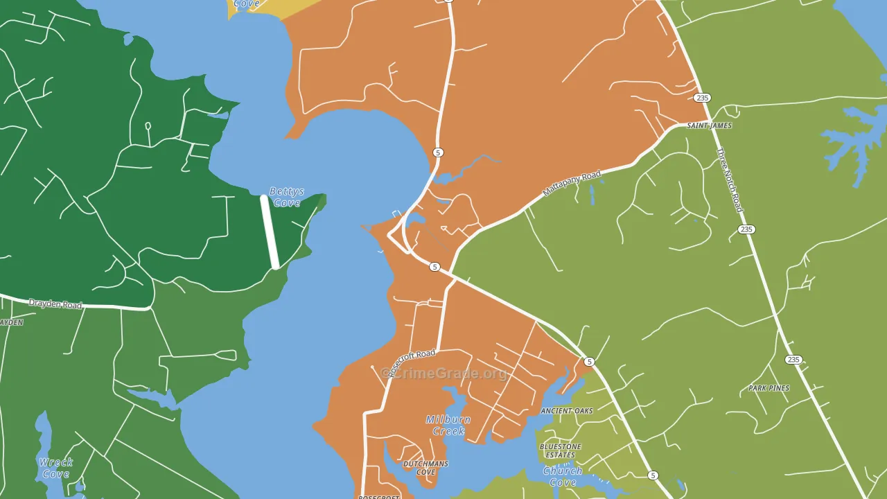 St. Marys City, MD Map of Theft Rates