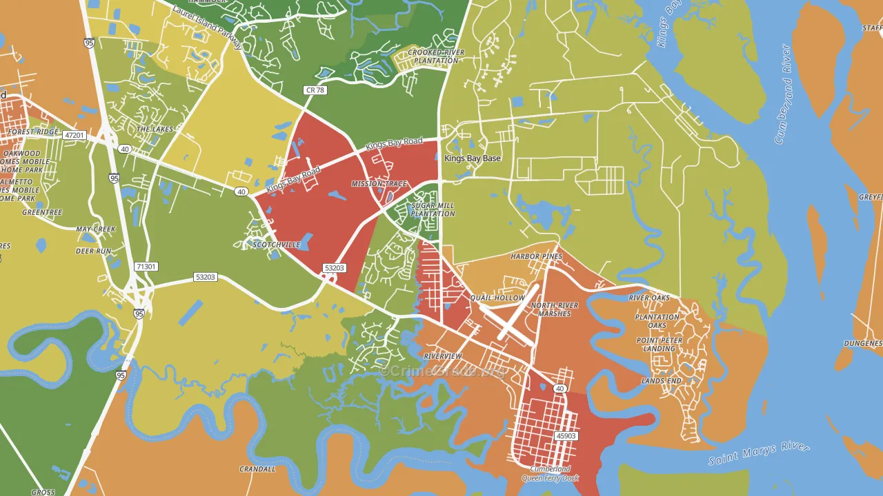 St. Marys, GA Map of Theft Rates