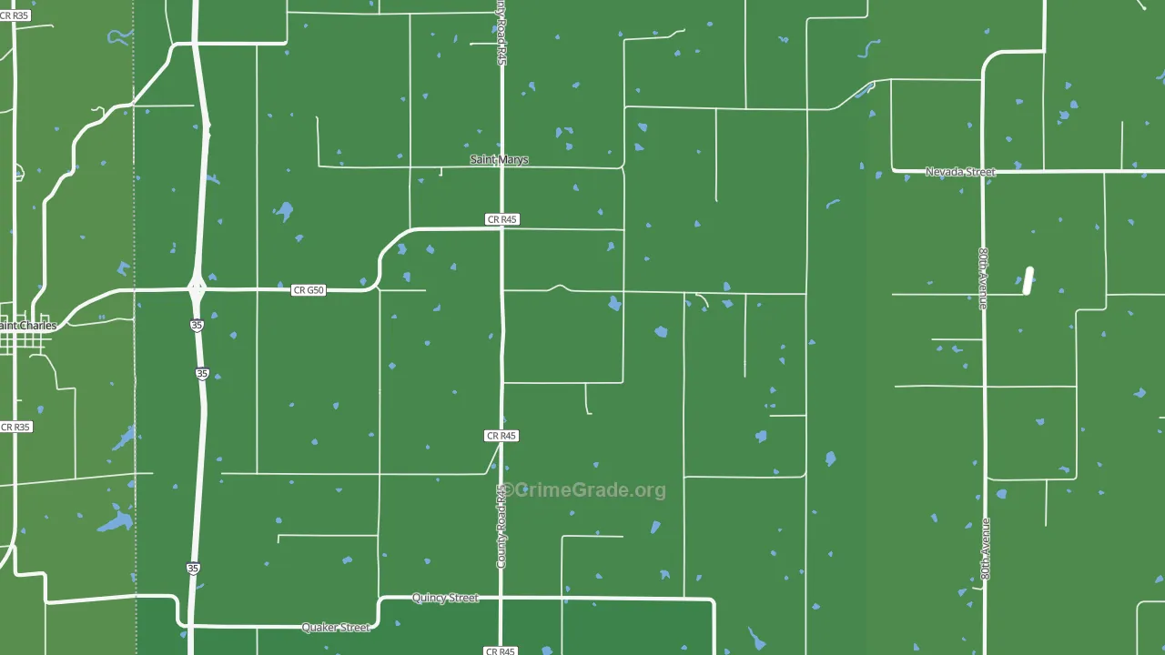 St. Marys, IA Map of Theft Rates