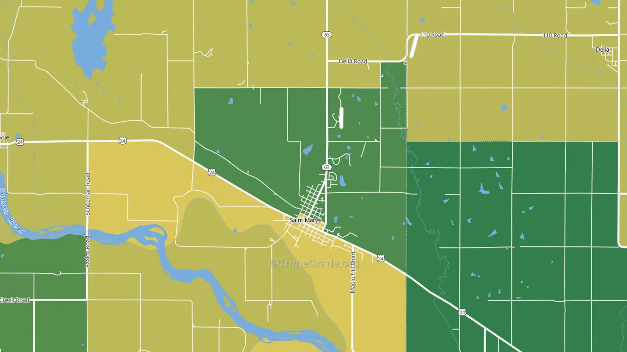 St. Marys, KS Map of Theft Rates