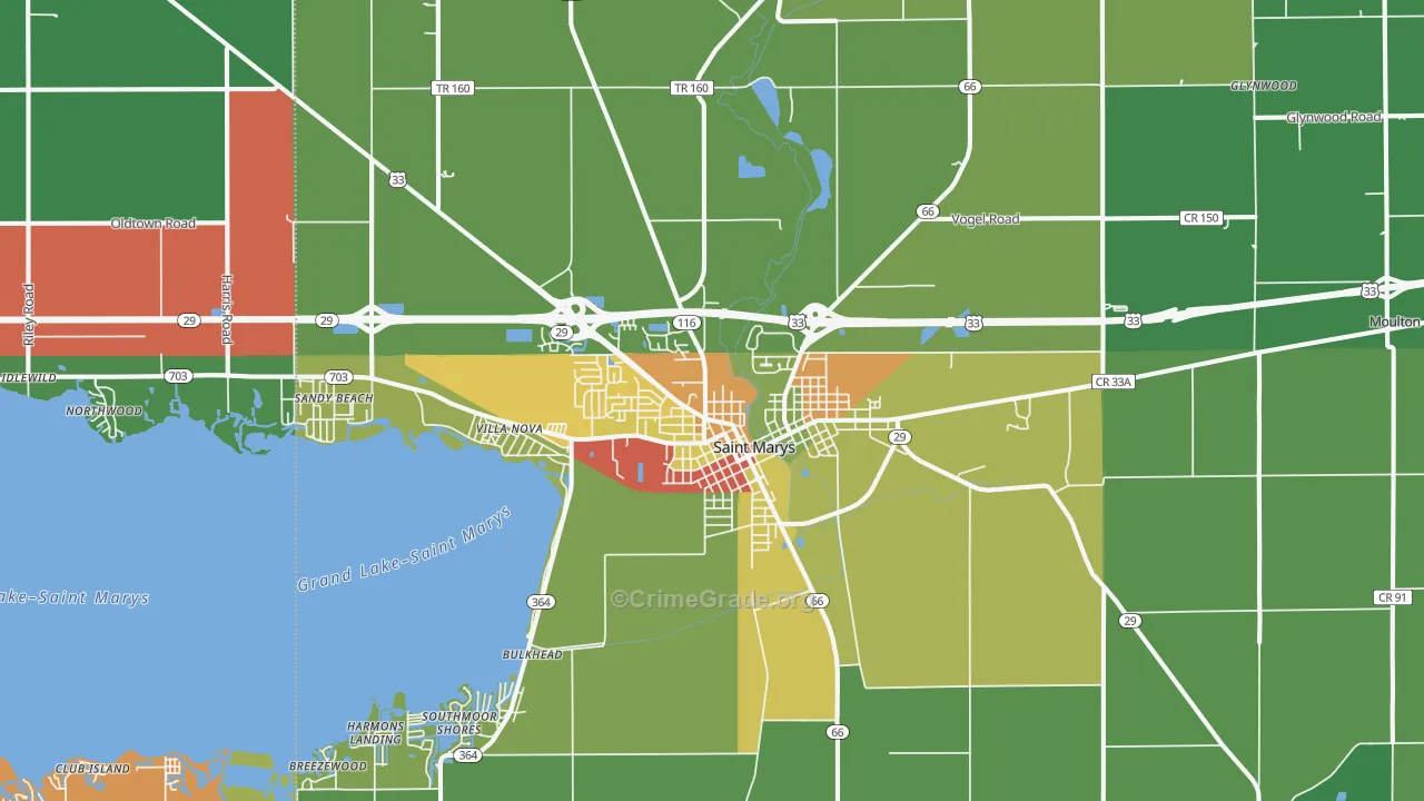 St. Marys, OH Map of Theft Rates