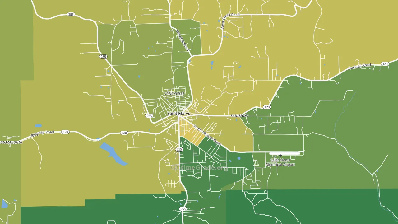 St. Marys, PA Map of Theft Rates