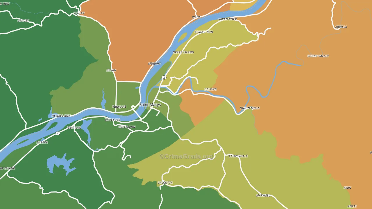 St. Marys, WV Map of Theft Rates