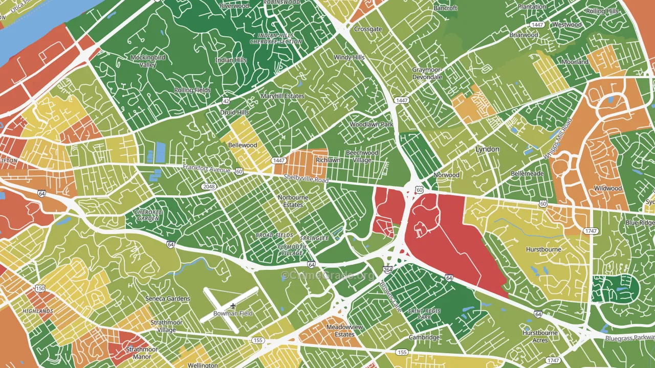 St. Matthews, KY Map of Theft Rates
