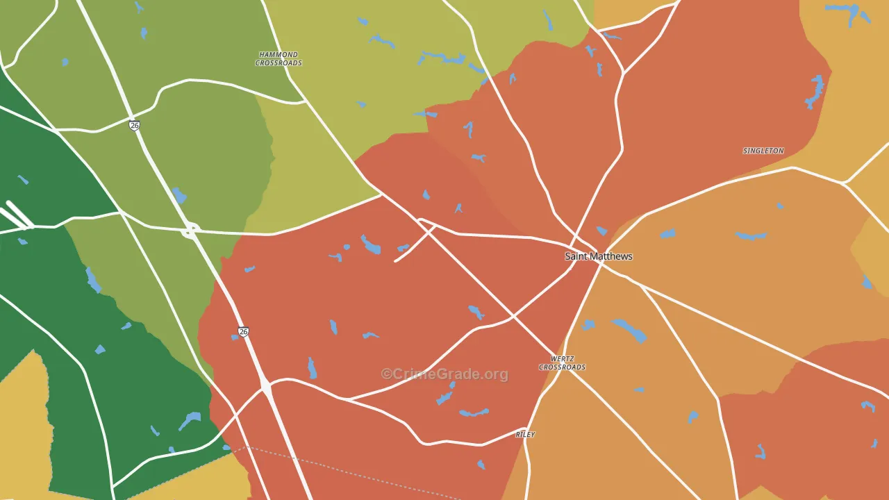 St. Matthews, SC Map of Theft Rates