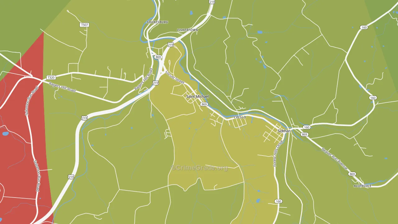 St. Michael, PA Map of Theft Rates