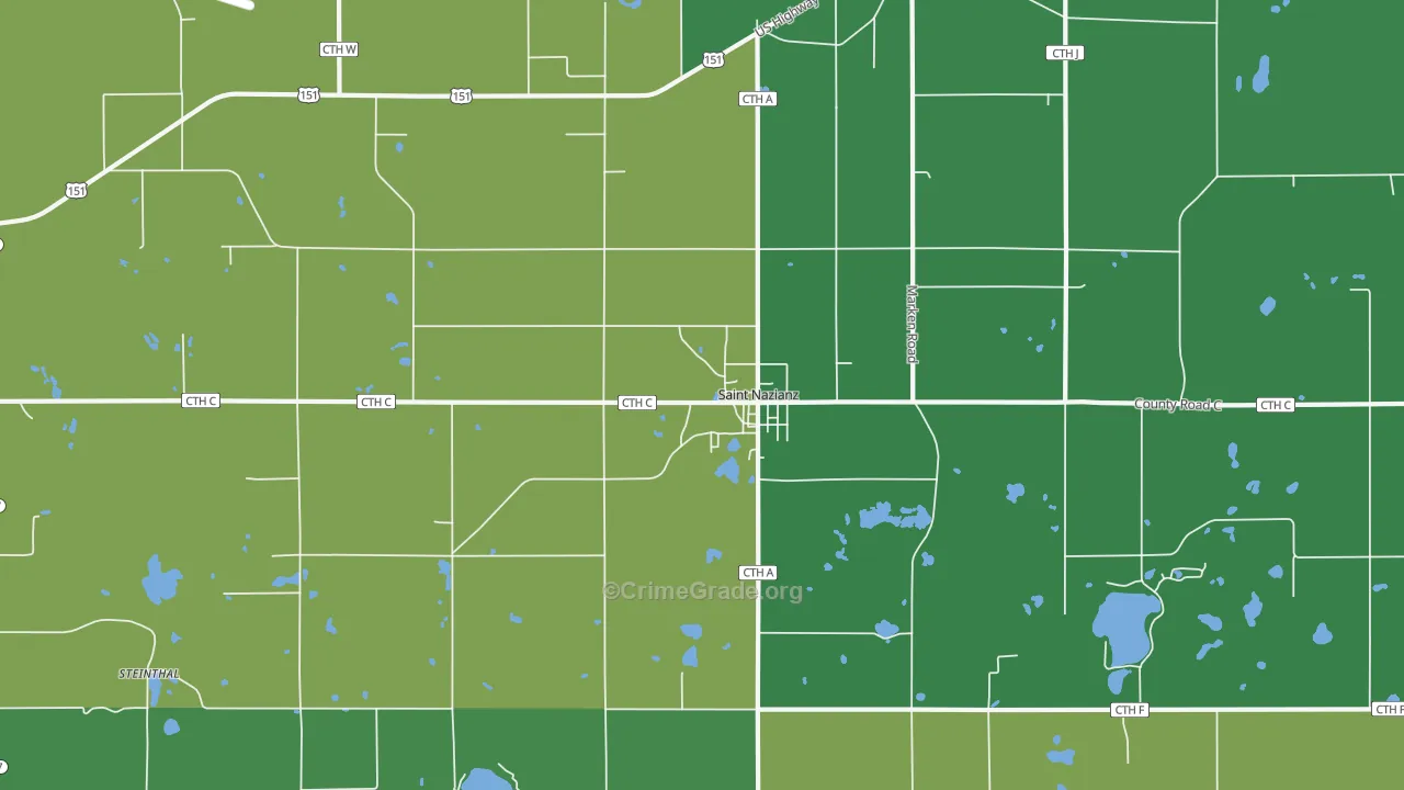 St. Nazianz, WI Map of Theft Rates
