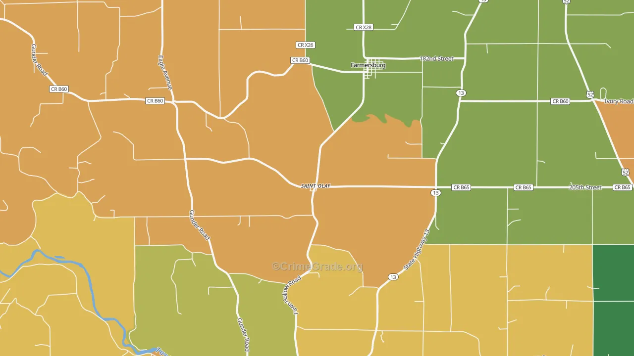 St. Olaf, IA Map of Theft Rates
