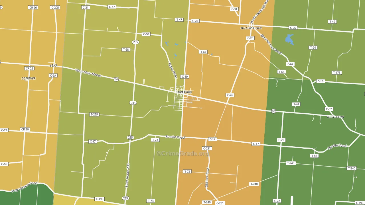 St. Paris, OH Map of Theft Rates