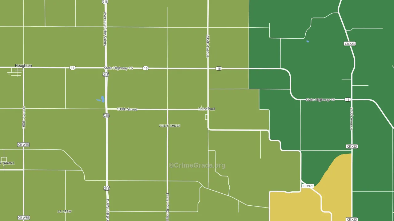 St. Paul, IA Map of Theft Rates