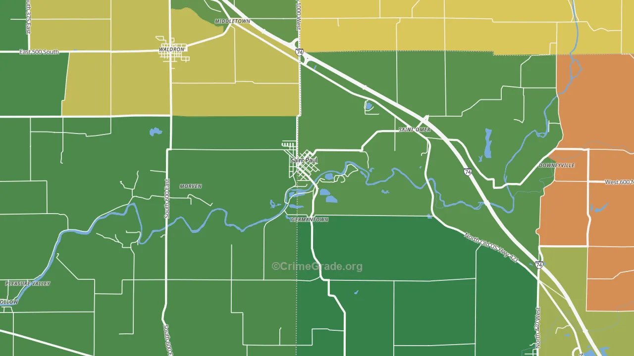 St. Paul, IN Map of Theft Rates