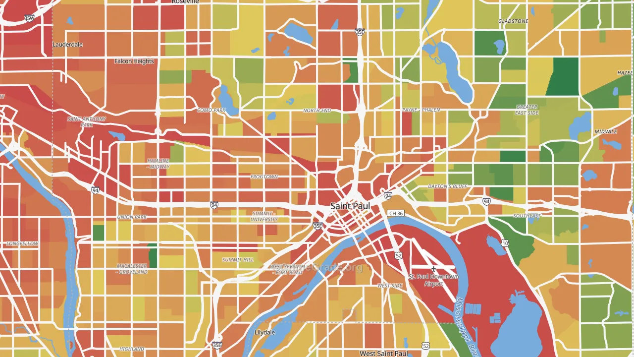 St. Paul, MN Map of Theft Rates