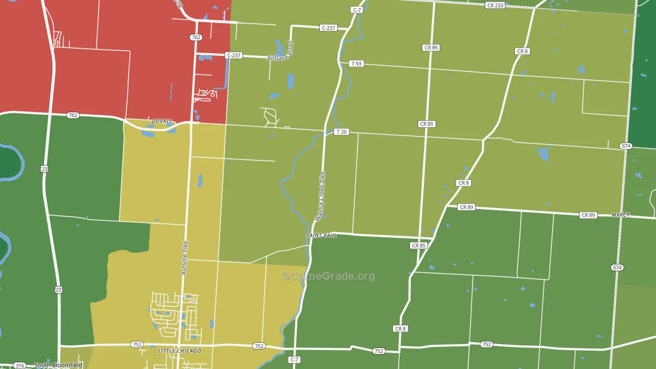 St. Paul, OH Map of Theft Rates