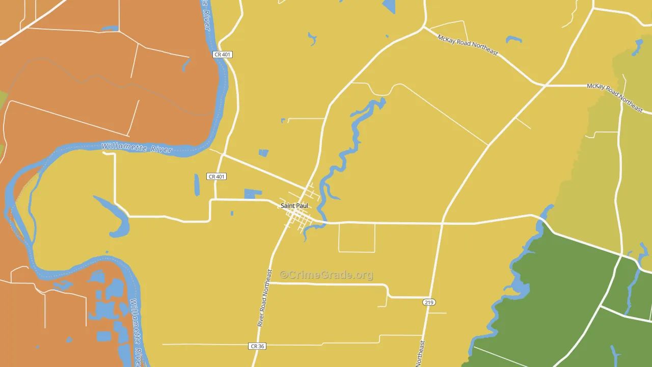 St. Paul, OR Map of Theft Rates