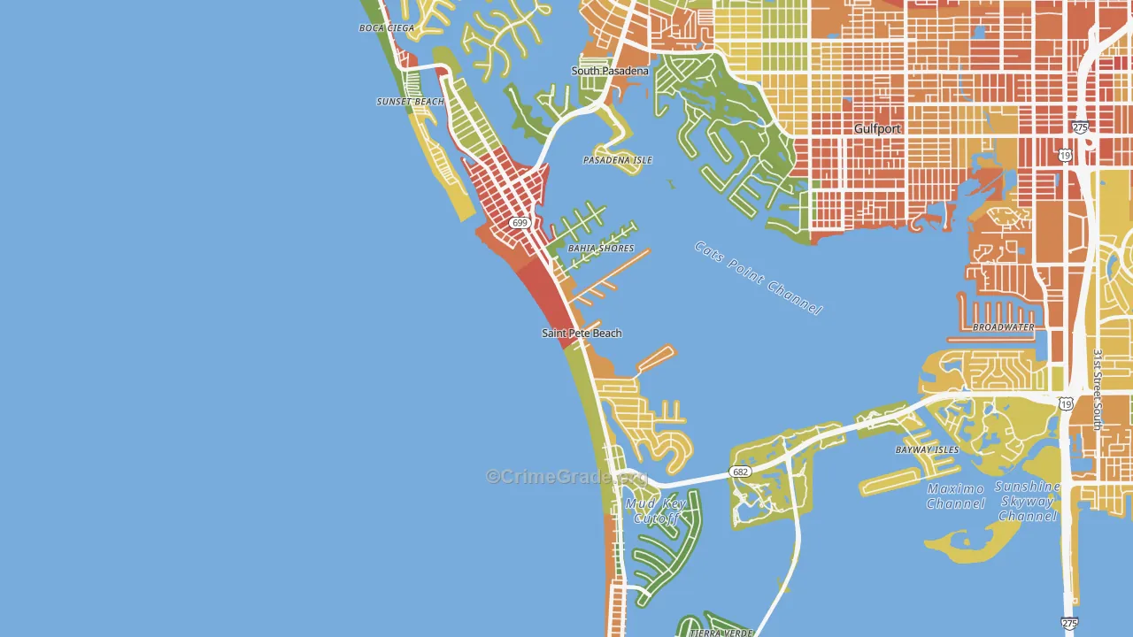 St. Pete Beach, FL Map of Theft Rates