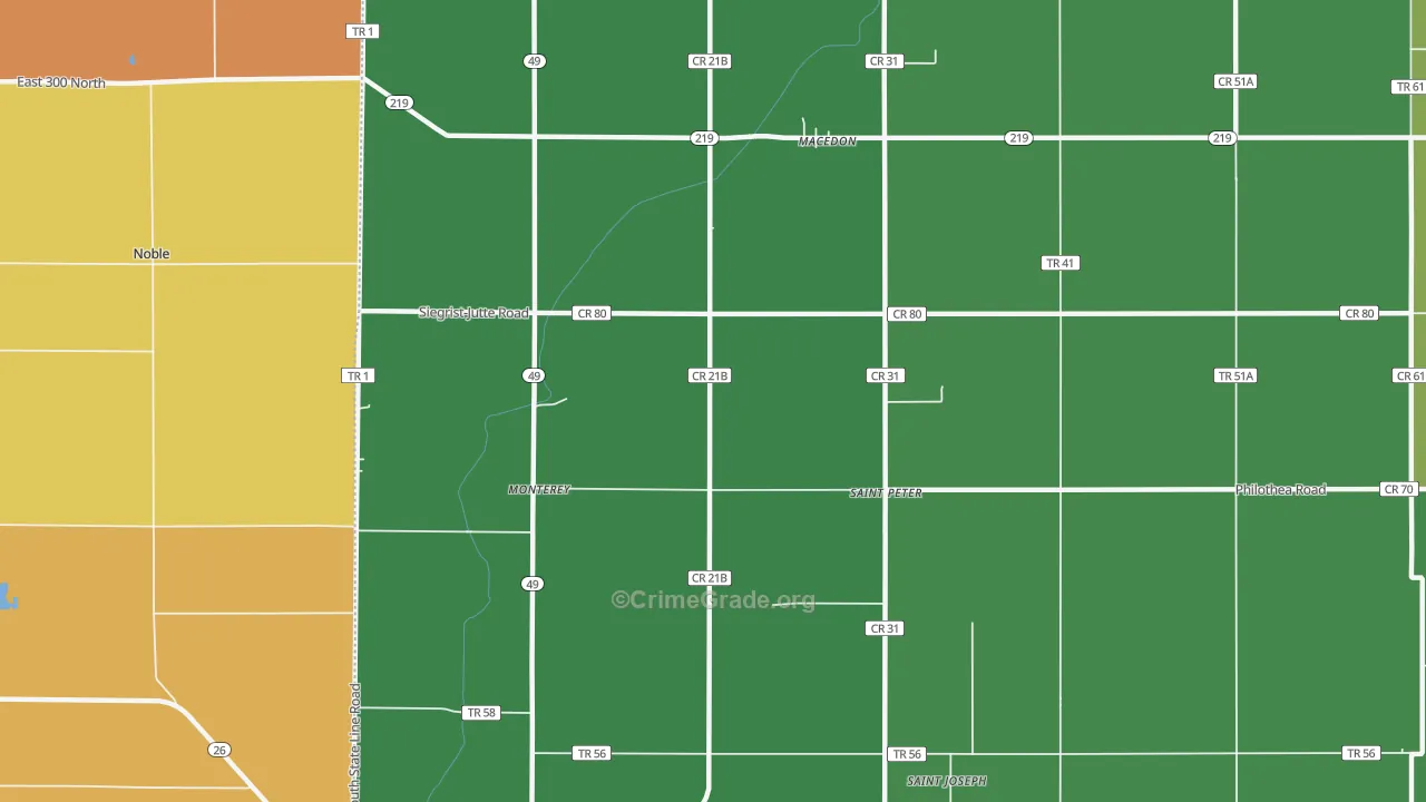 St. Peter, OH Map of Theft Rates