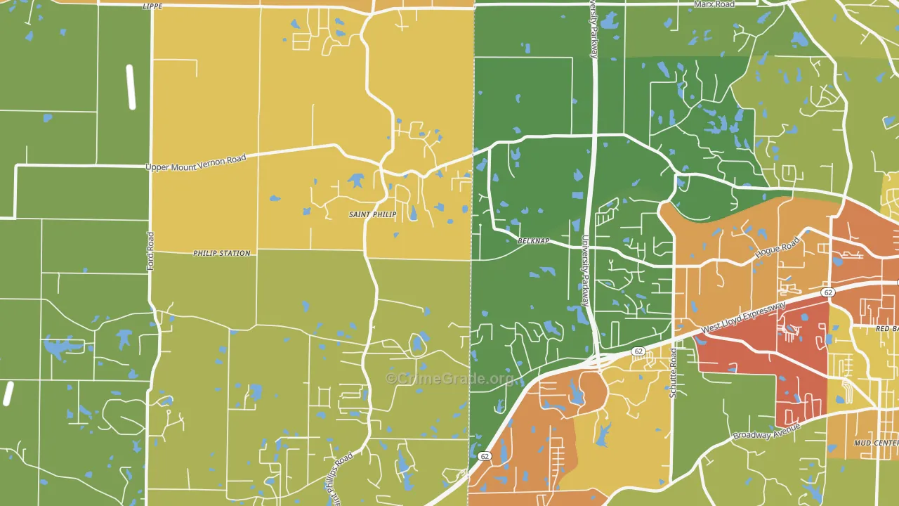St. Philip, IN Map of Theft Rates