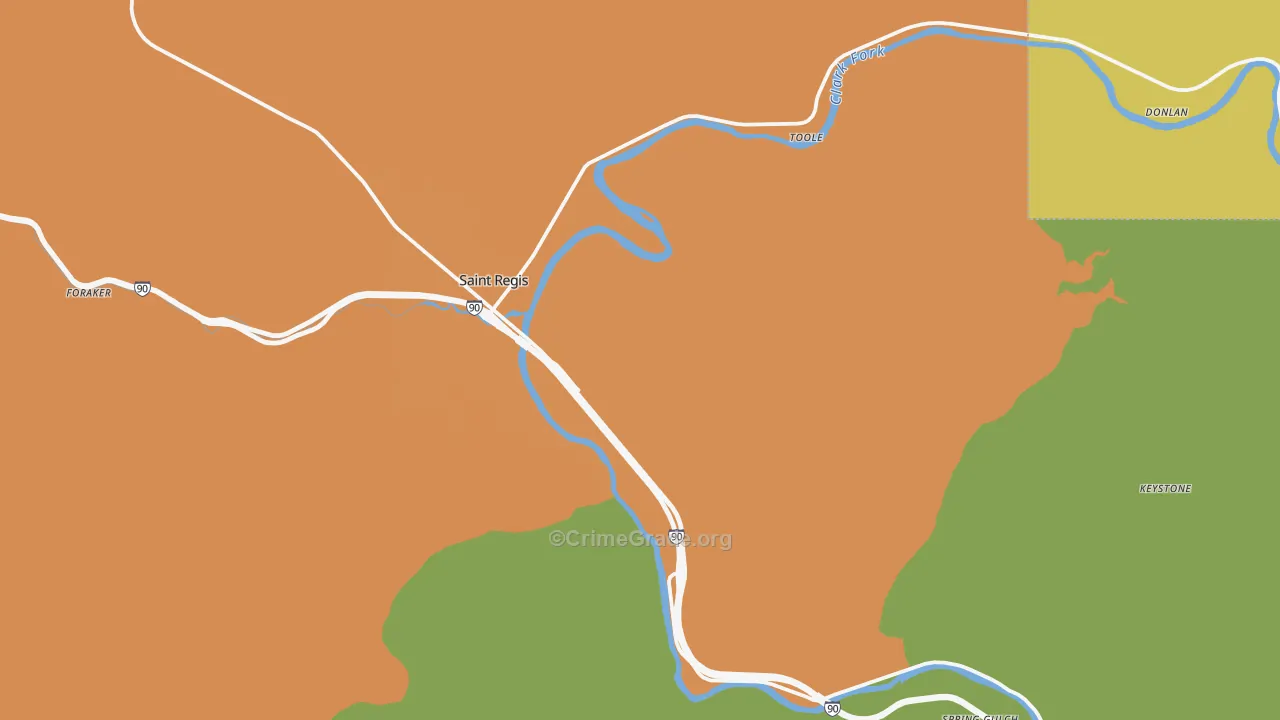St. Regis, MT Map of Theft Rates