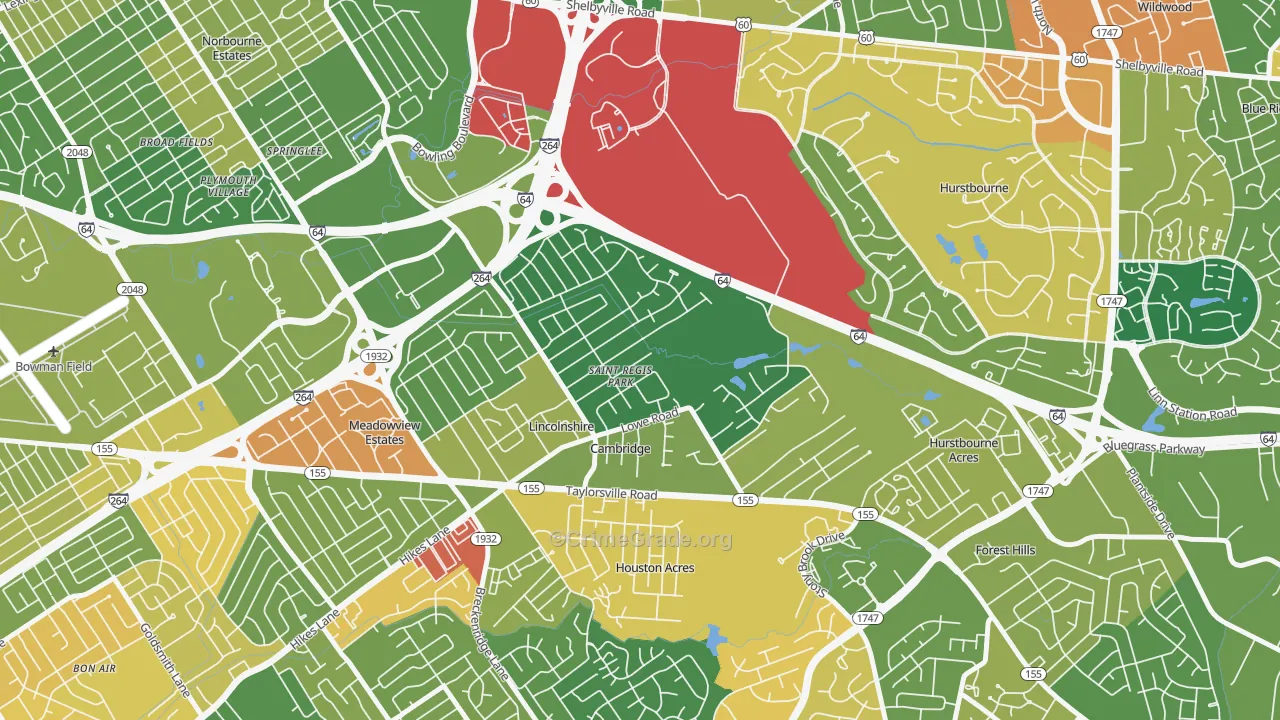 St. Regis Park, KY Map of Theft Rates