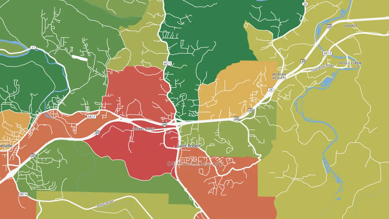 St. Robert, MO Map of Theft Rates
