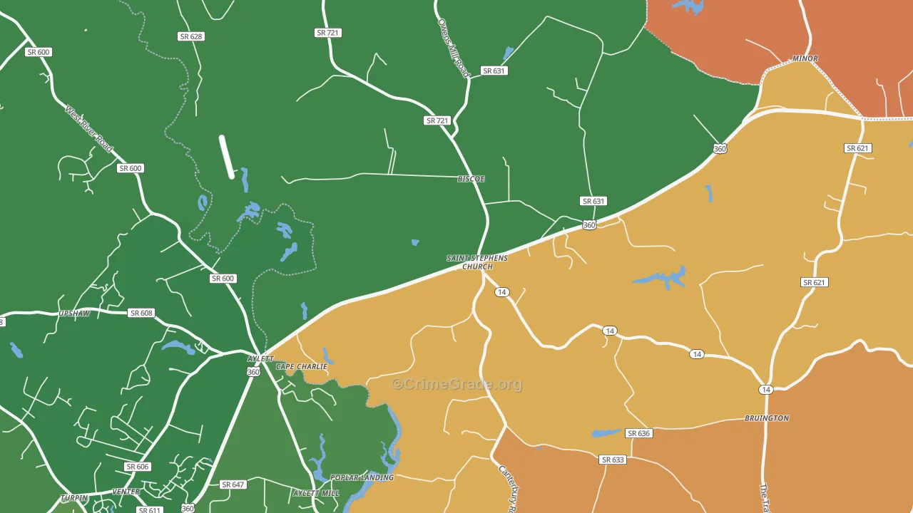 St. Stephens Church, VA Map of Theft Rates