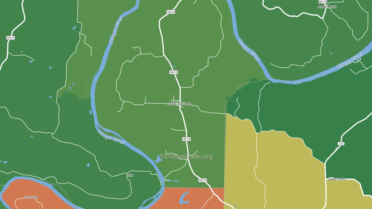 St. Thomas, MO Map of Theft Rates