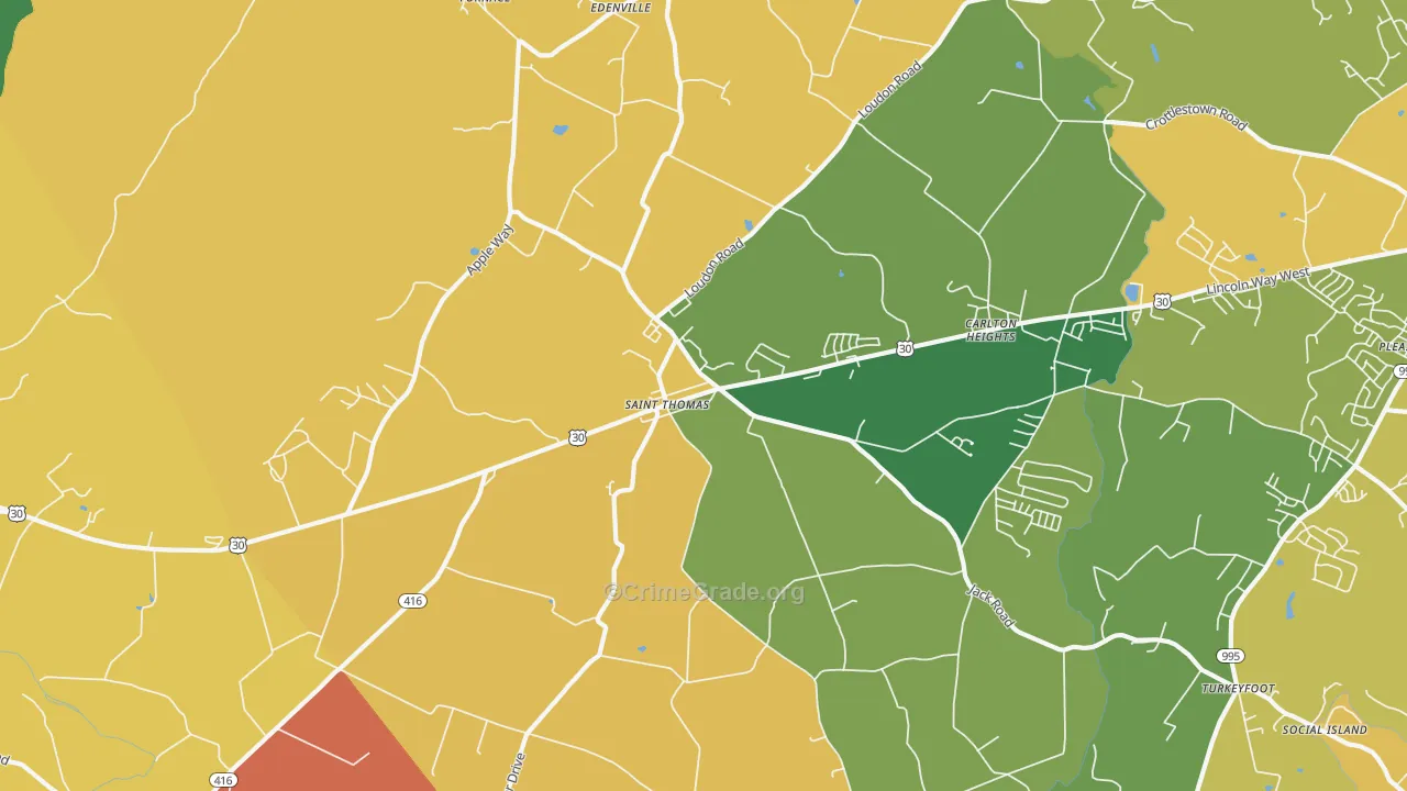 St. Thomas, PA Map of Theft Rates