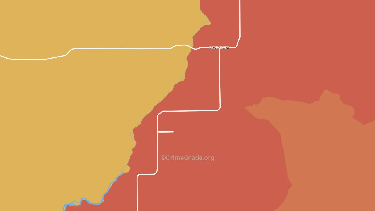 St. Xavier, MT Map of Theft Rates