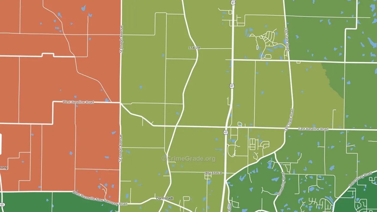 Stacer, IN Map of Theft Rates