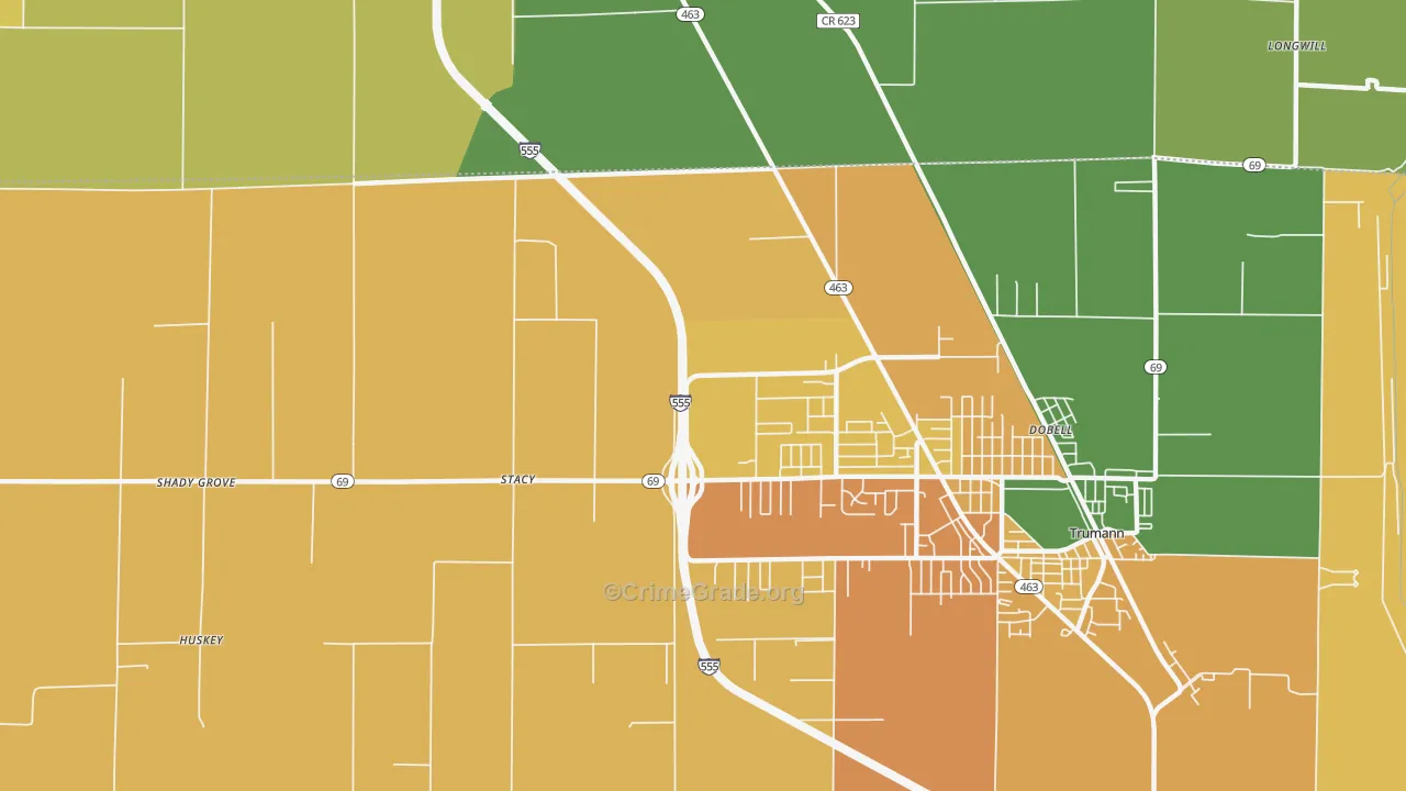 Stacy, AR Map of Theft Rates