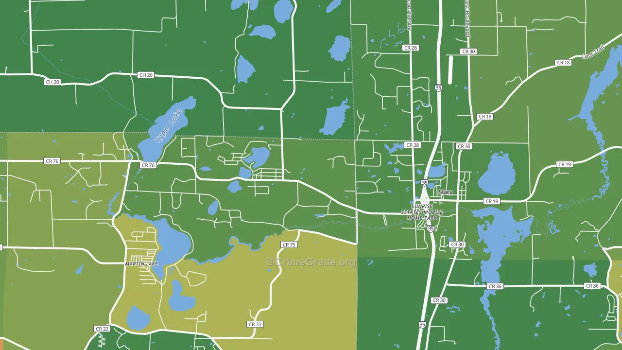 Stacy, MN Map of Theft Rates