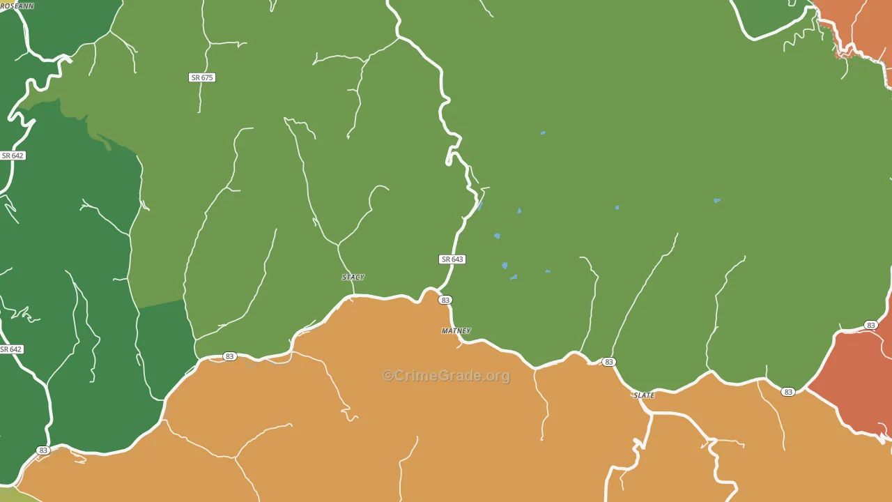 Stacy, VA Map of Theft Rates