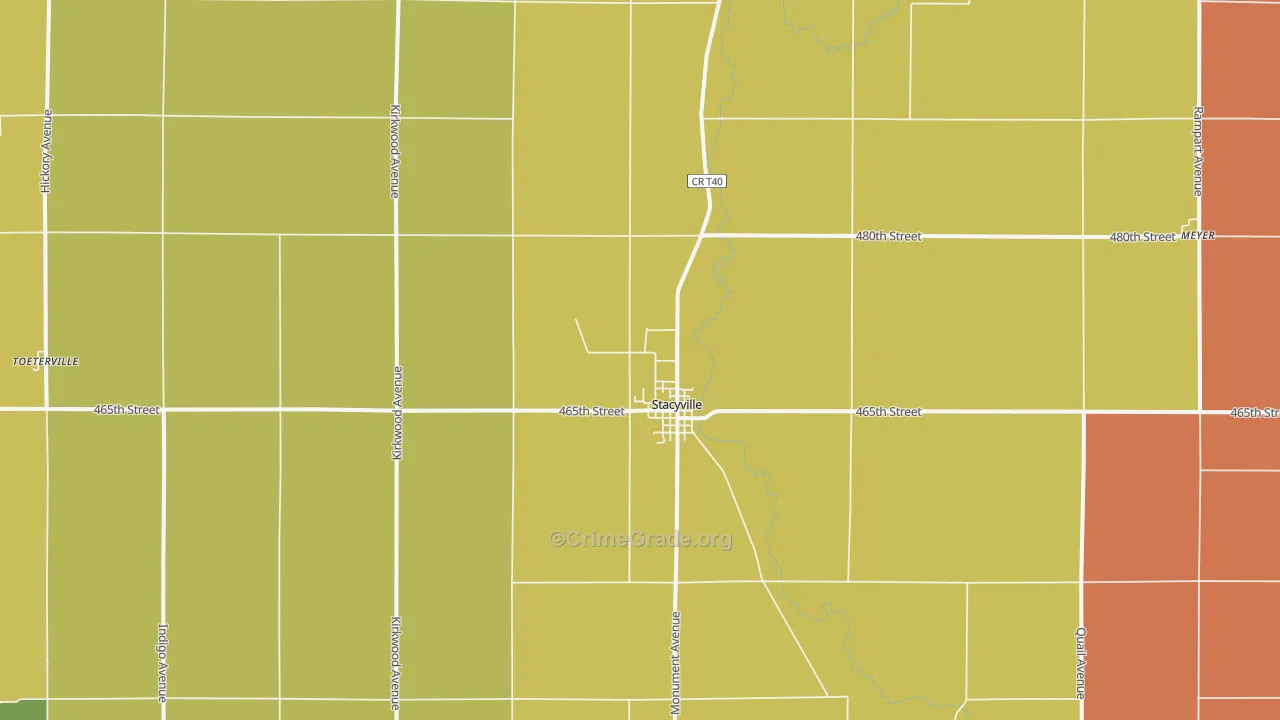 Stacyville, IA Map of Theft Rates
