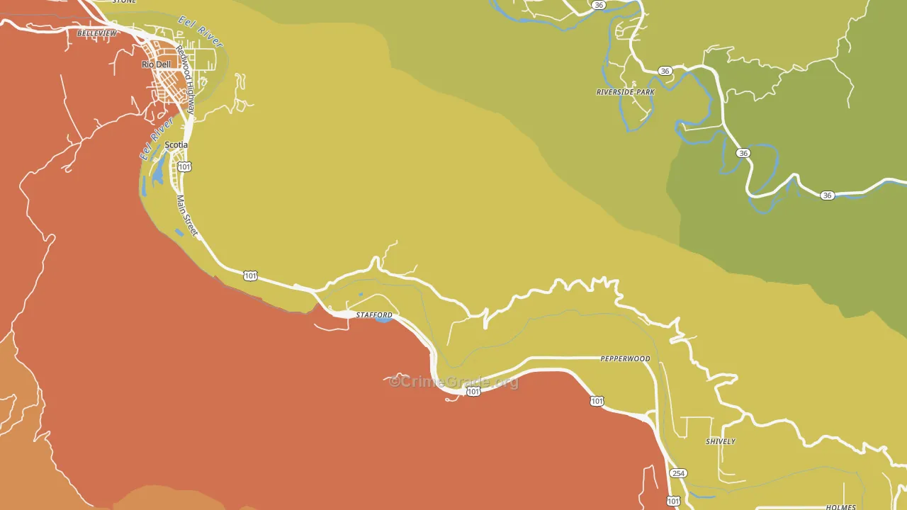 Stafford, CA Map of Theft Rates