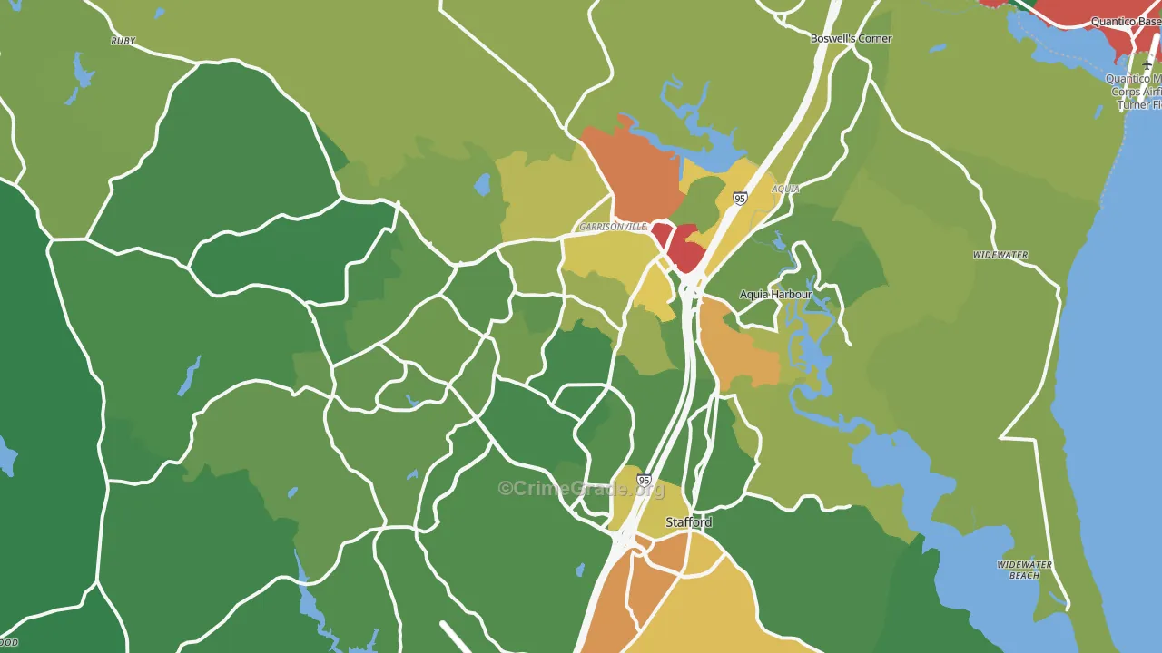 Stafford, VA Map of Theft Rates