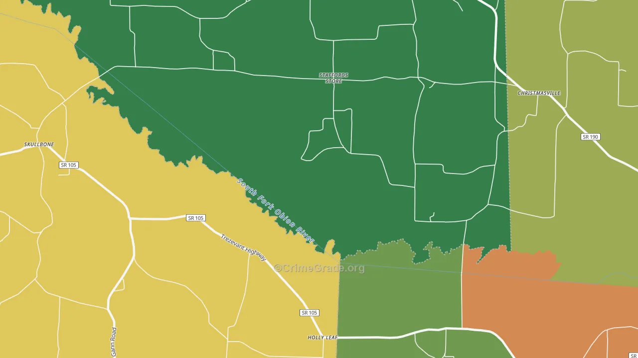 Staffords Store, TN Map of Theft Rates