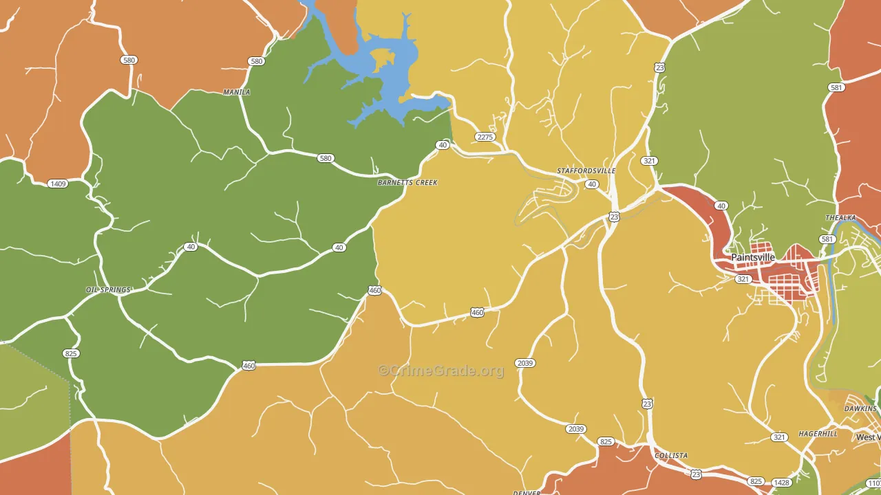 Staffordsville, KY Map of Theft Rates