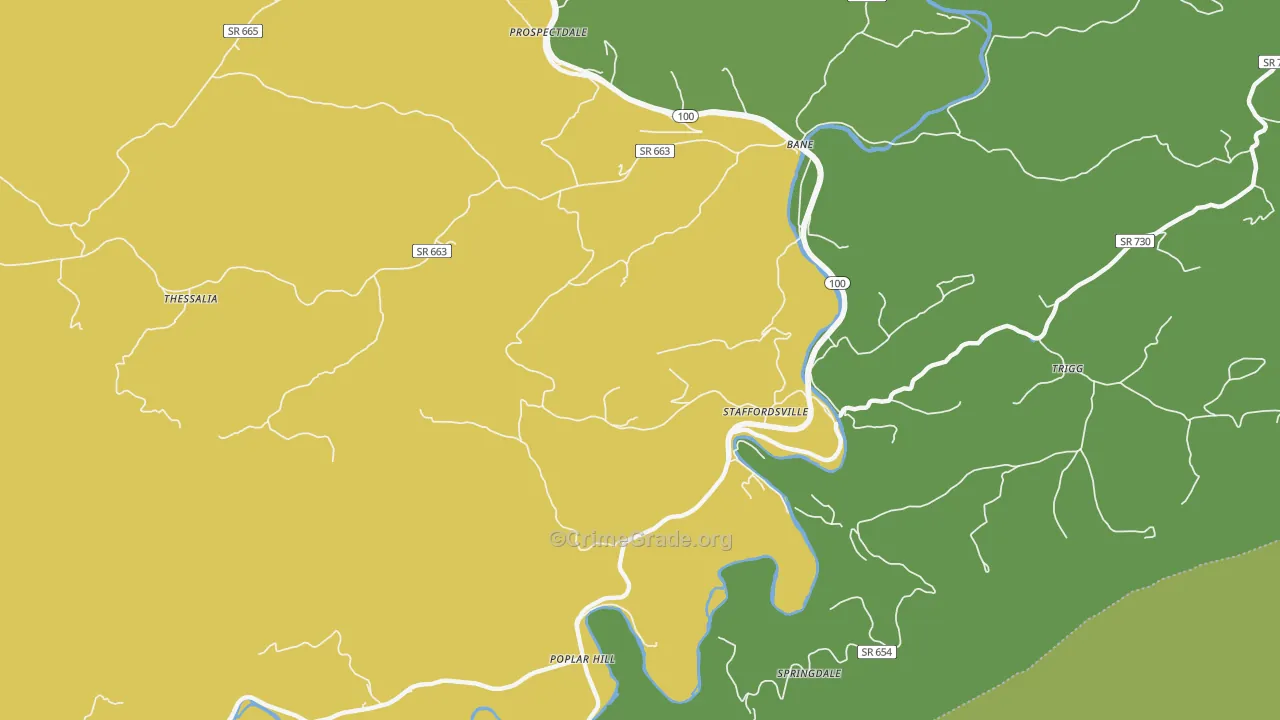 Staffordsville, VA Map of Theft Rates