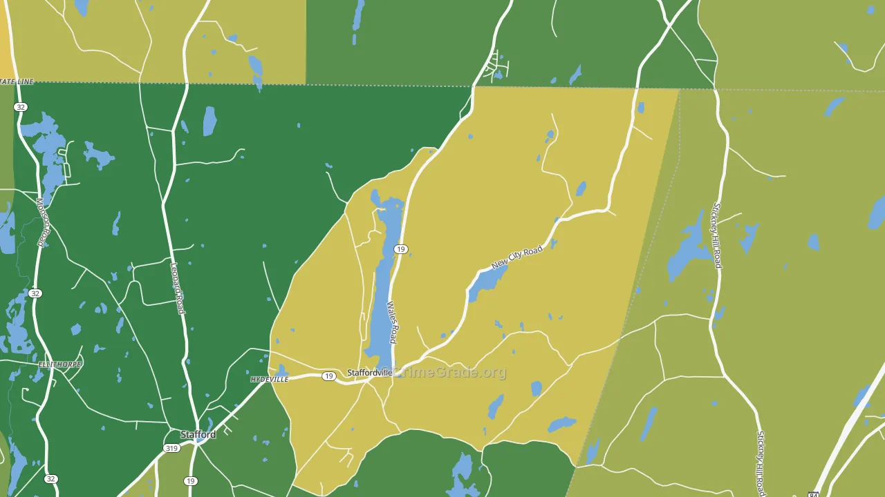 Staffordville, CT Map of Theft Rates