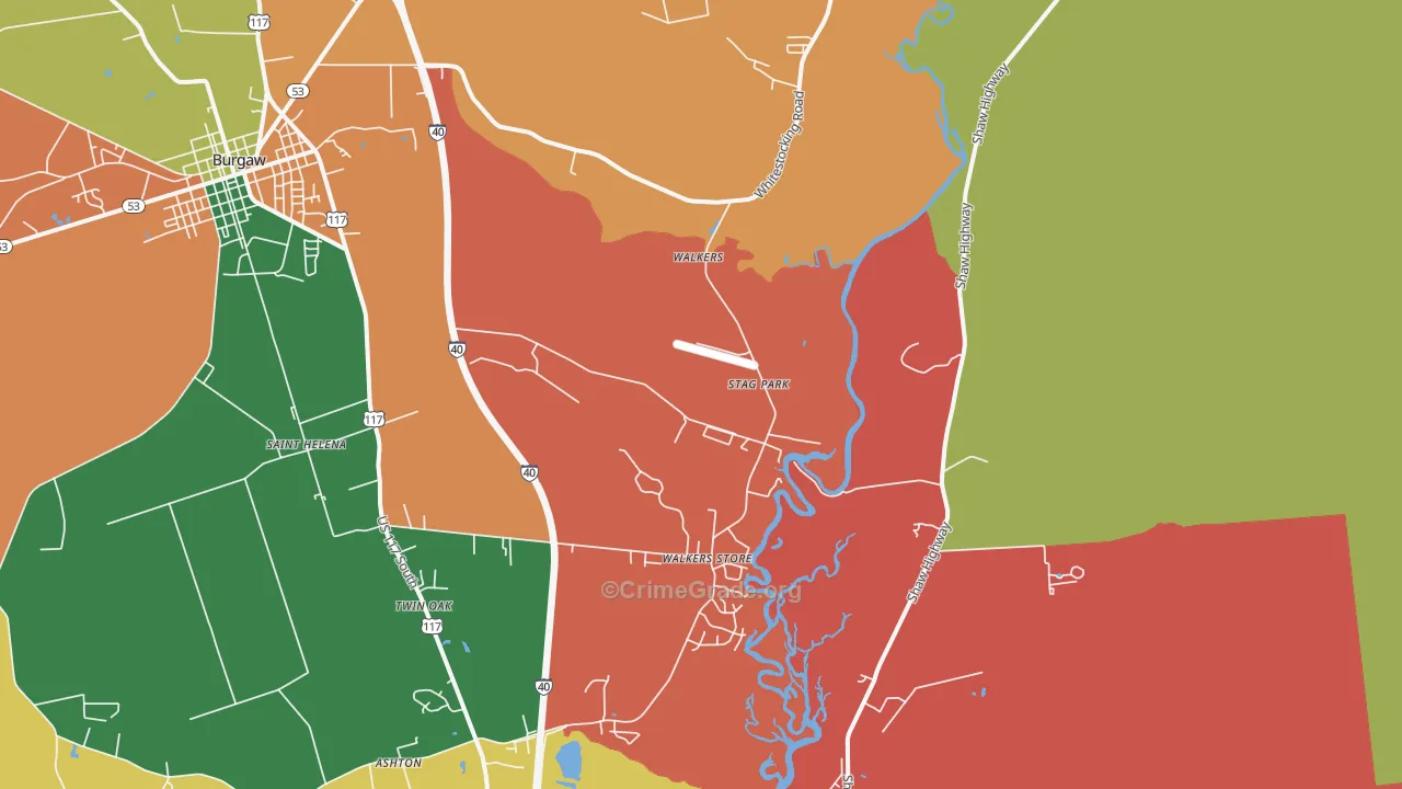 Stag Park, NC Map of Theft Rates