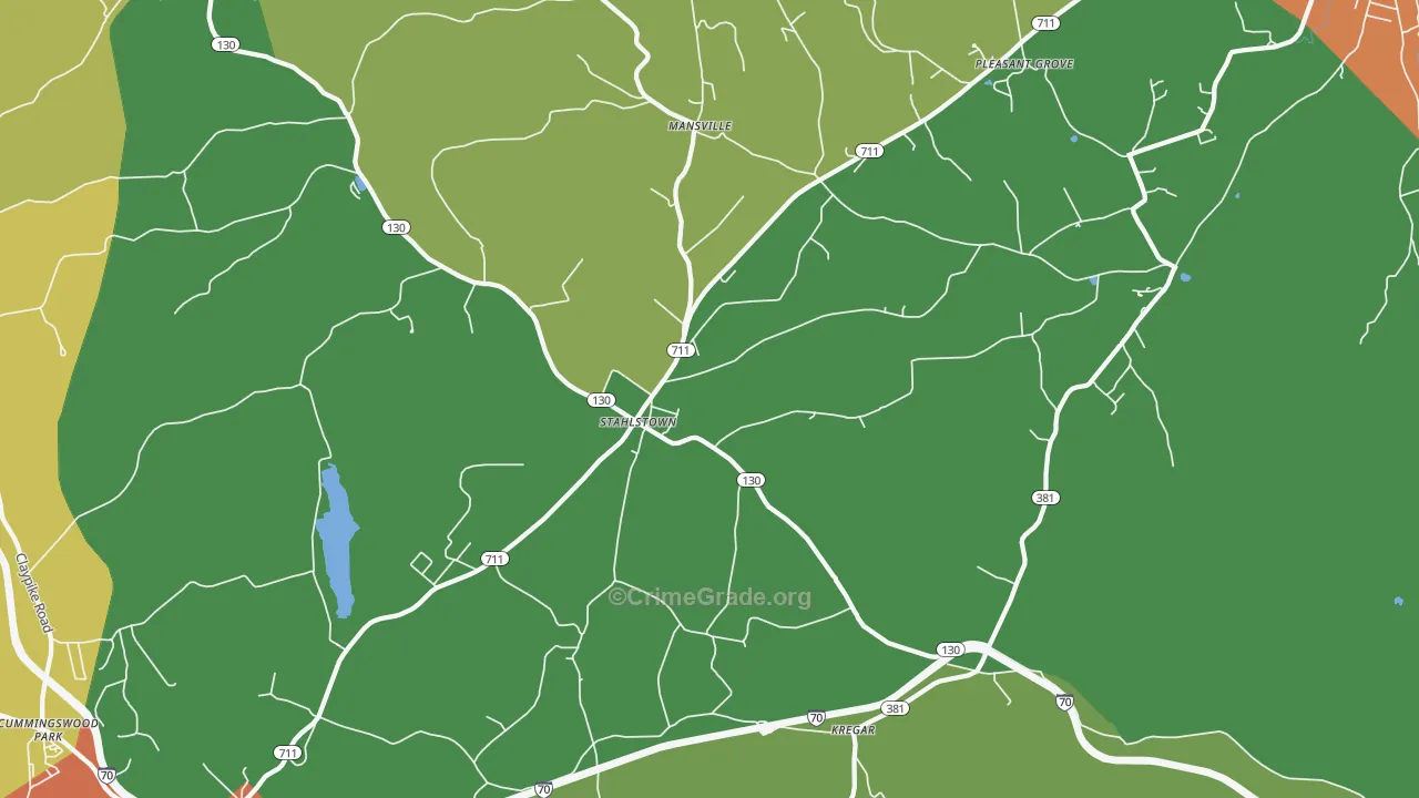 Stahlstown, PA Map of Theft Rates