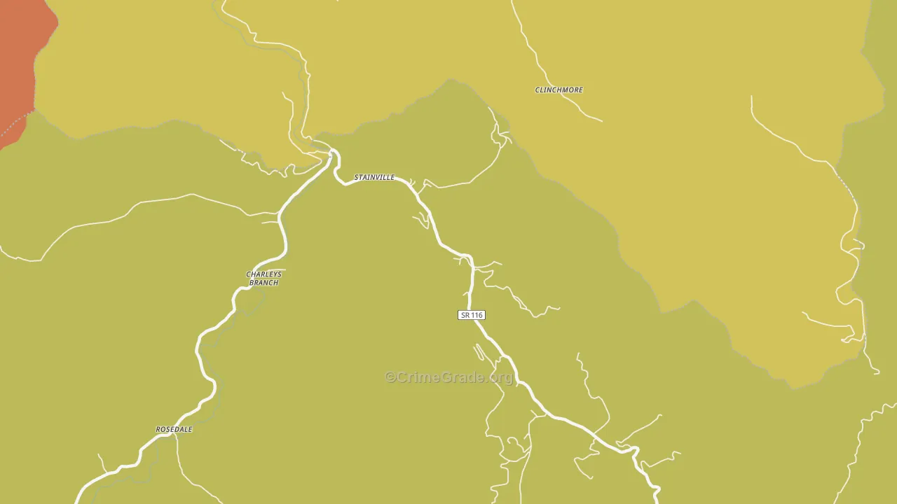 Stainville, TN Map of Theft Rates
