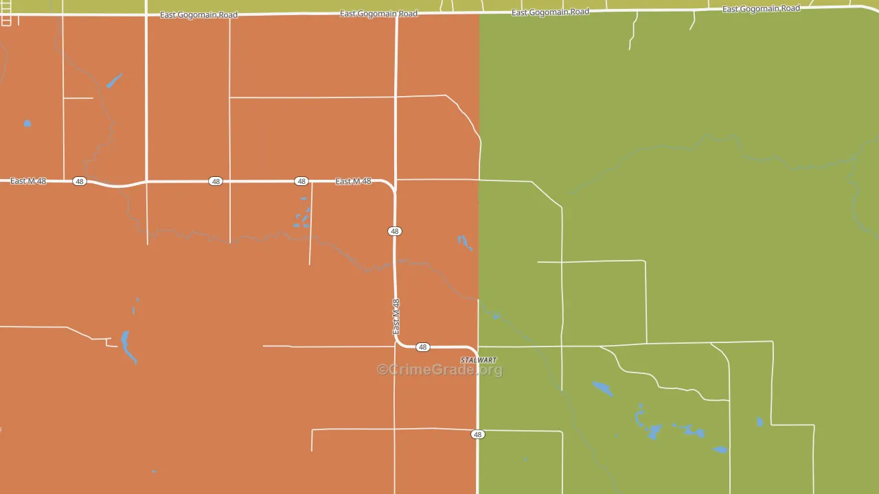 Stalwart, MI Map of Theft Rates