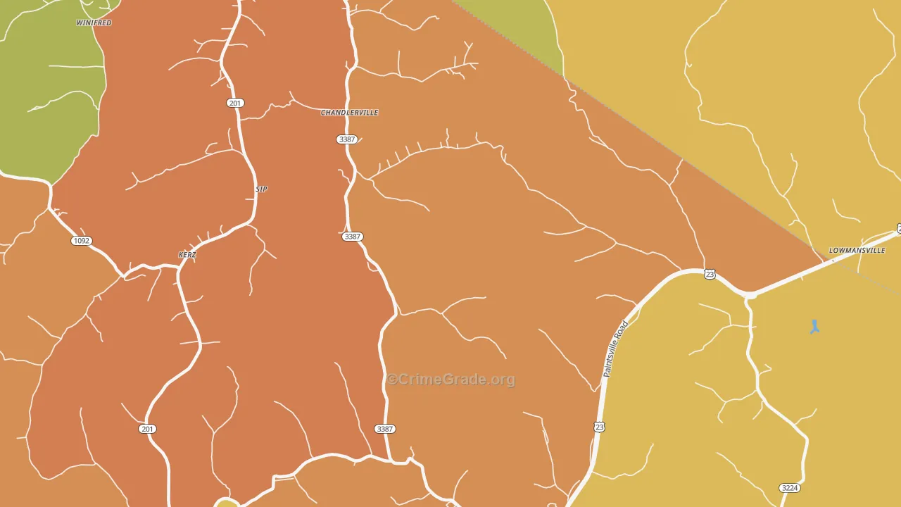 Stambaugh, KY Map of Theft Rates