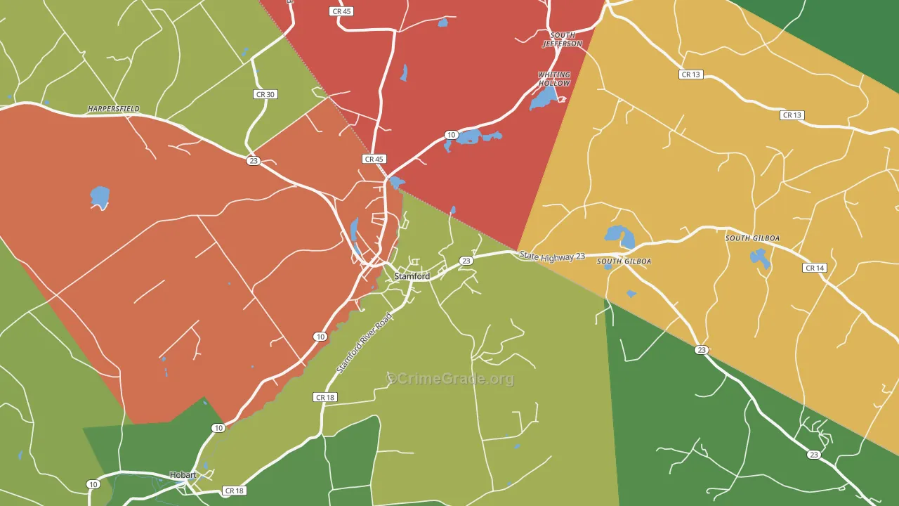 Stamford, NY Map of Theft Rates