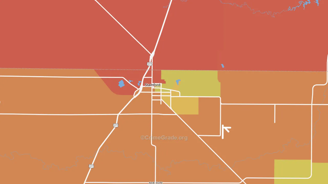 Stamford, TX Map of Theft Rates