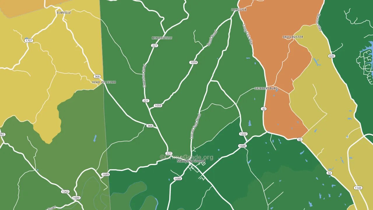 Stamping Ground, KY Map of Theft Rates