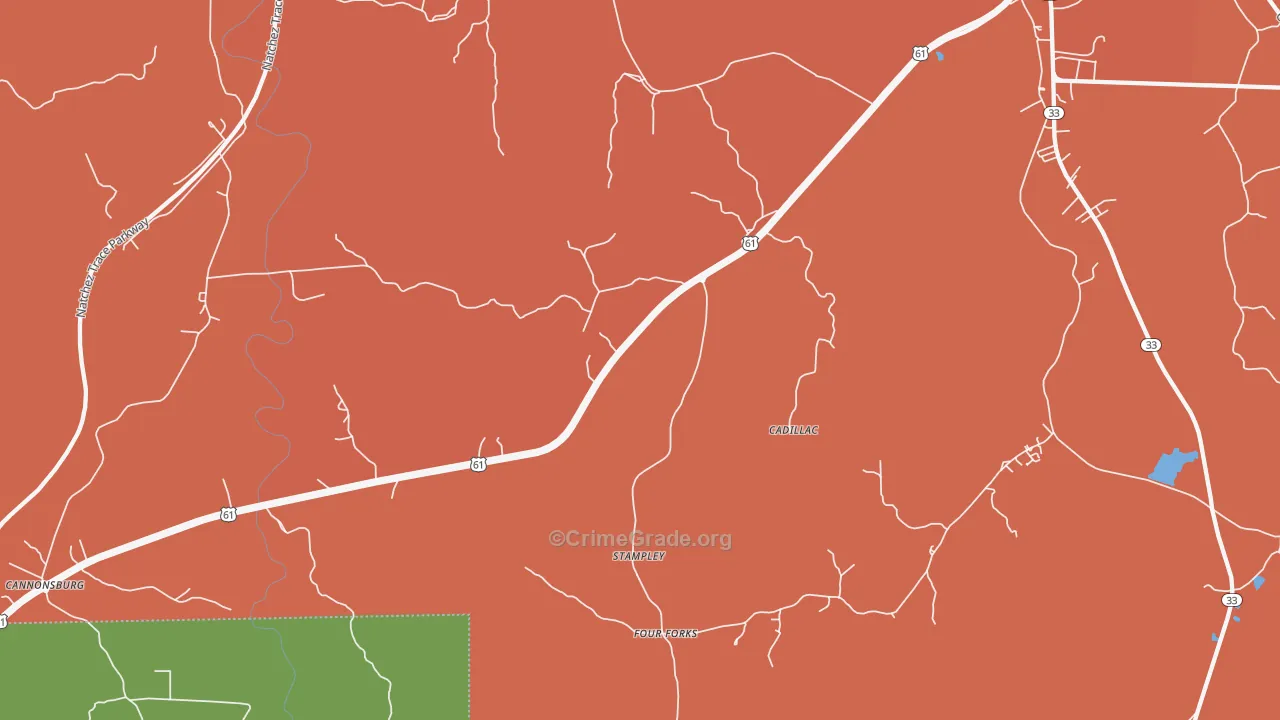 Stampley, MS Map of Theft Rates