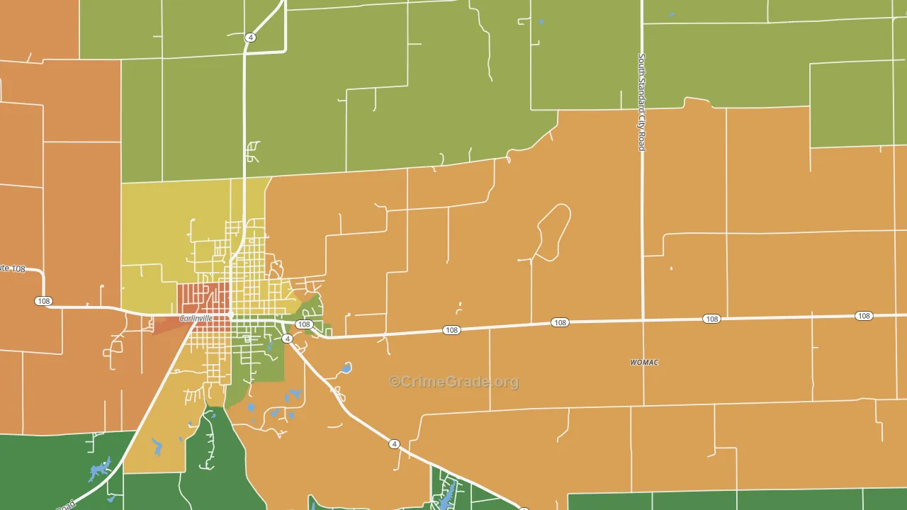 Standard City, IL Map of Theft Rates